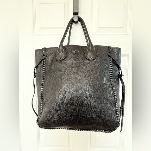 Coach Tatum Tall Tote in black pebble leather with Whiplash chain detail - Picture 2 of 16